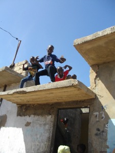 kids on roof